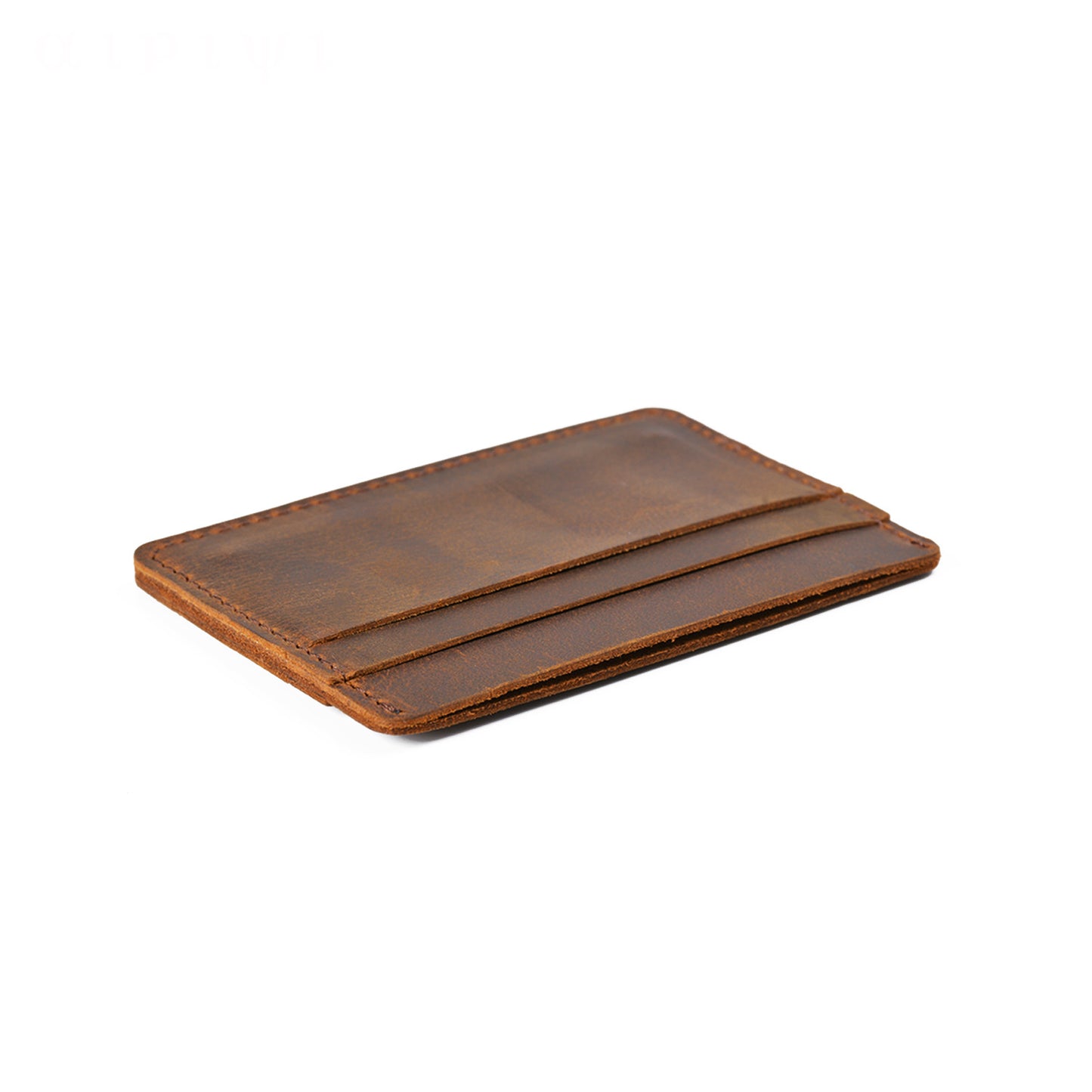 Men's Simple Crazy Horse Leather Vintage Cowhide Clamp Card Holder