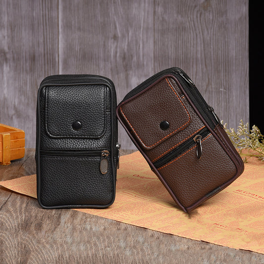 Men's Cell Leisure Vertical Leather Stall Men's Waist Packs