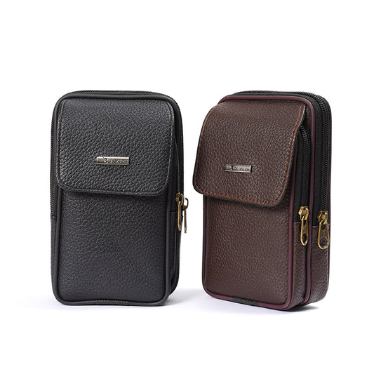 Glamorous Men's Leisure Leather Fashion Mobile Men's Waist Packs