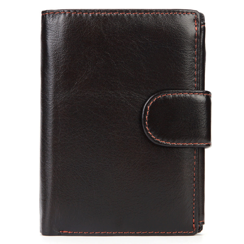 Men's Short Leather Vintage First Layer Vertical Men's Wallets