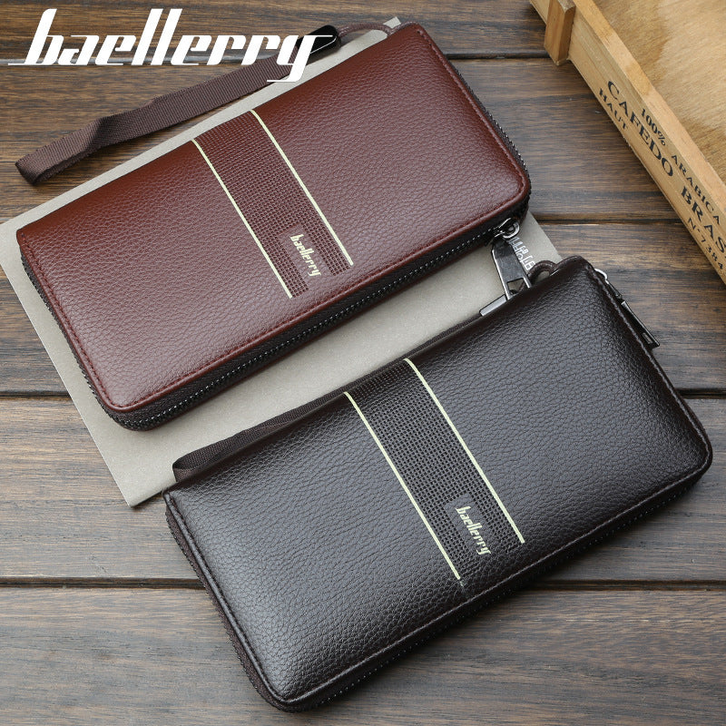 Men's Business Multifunction Long Zipper Clutch Large Men's Wallet