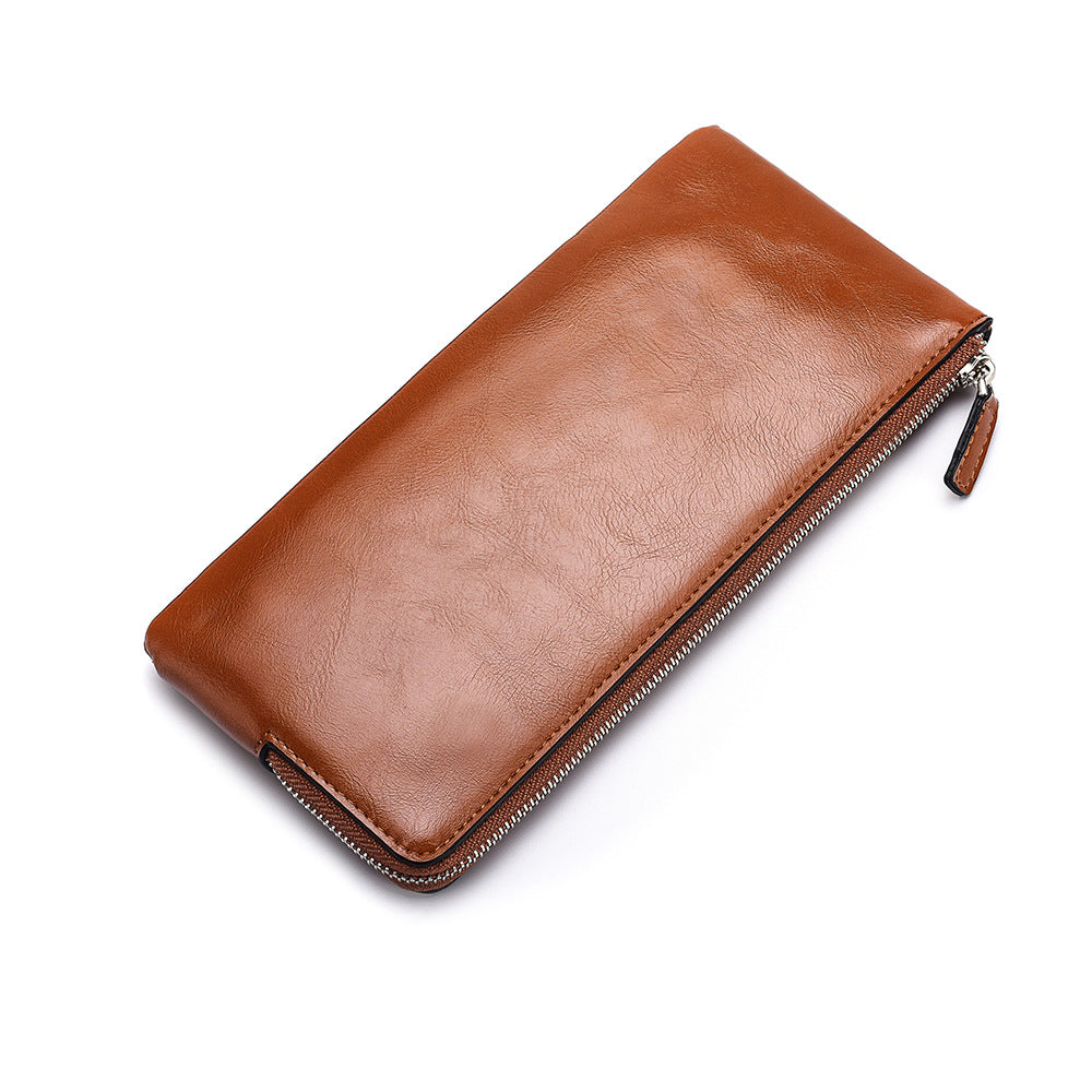 Men's Long Korean Style Green Zipper Mobile Men's Wallets