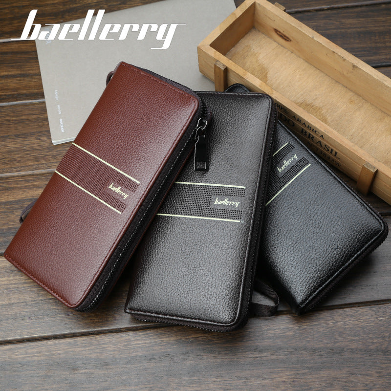 Men's Business Multifunction Long Zipper Clutch Large Men's Wallet