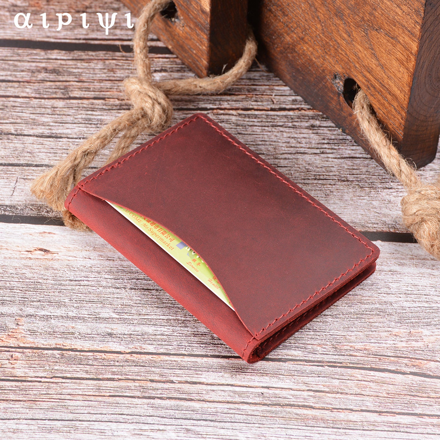 Men's Simple Crazy Horse Leather Vintage Cowhide Card Holder