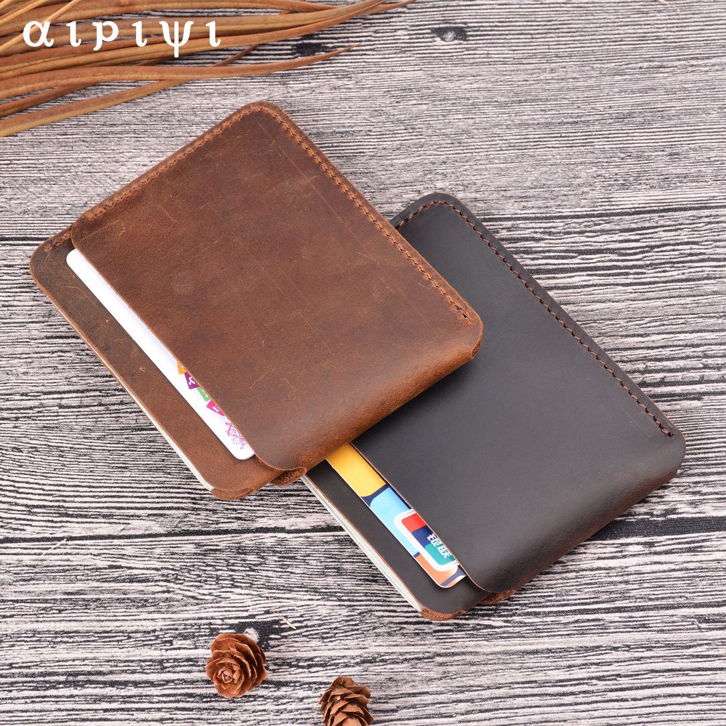 Simple Crazy Horse Leather Creative Retro Card Holder