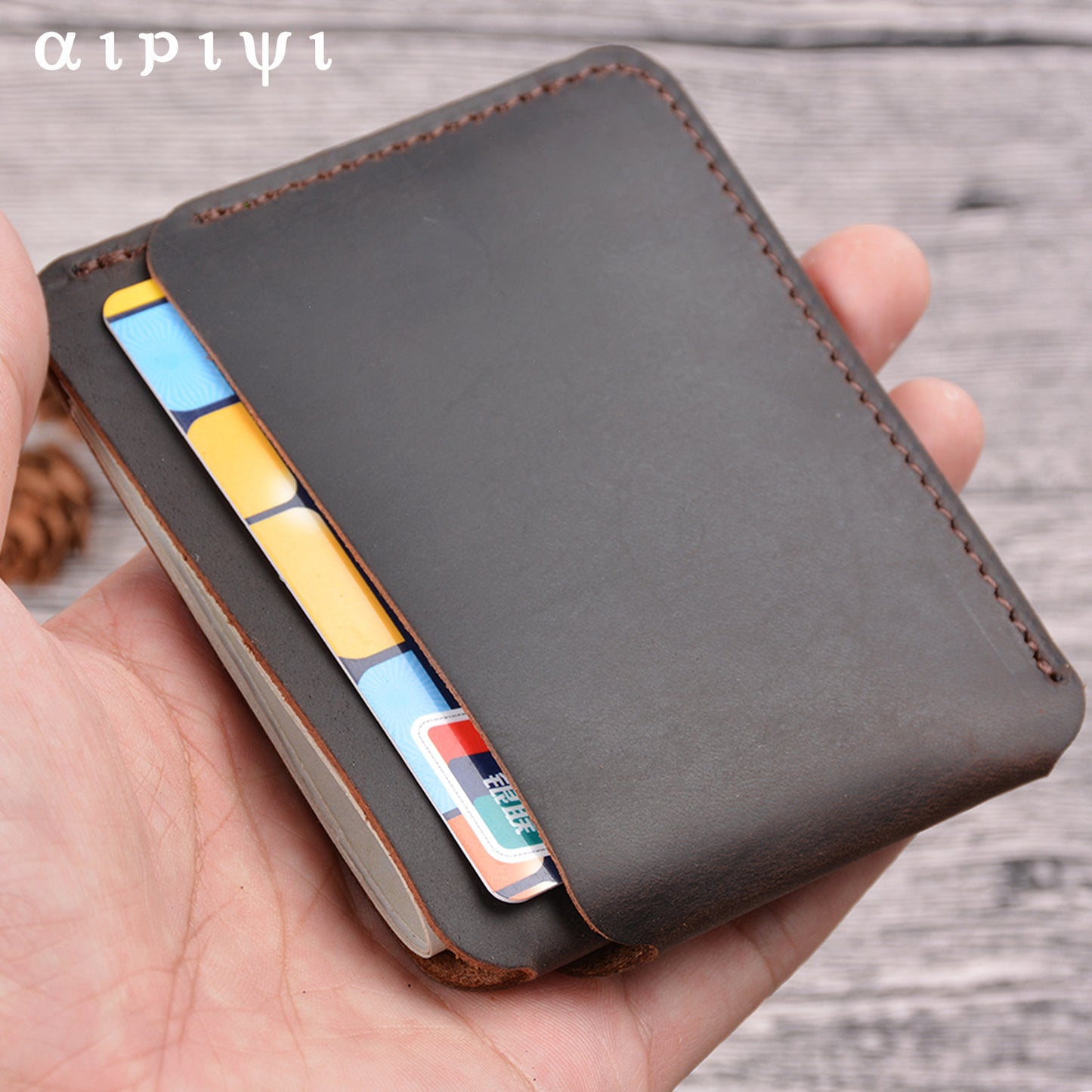 Simple Crazy Horse Leather Creative Retro Card Holder
