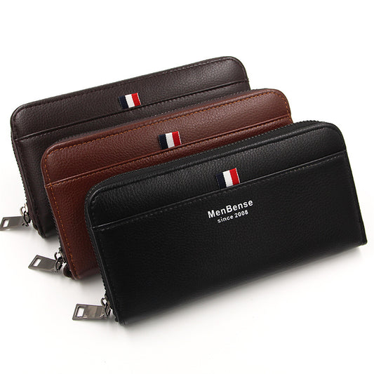 Men's Business Litchi Pattern Multifunctional Zipper Clutch Men's Wallets