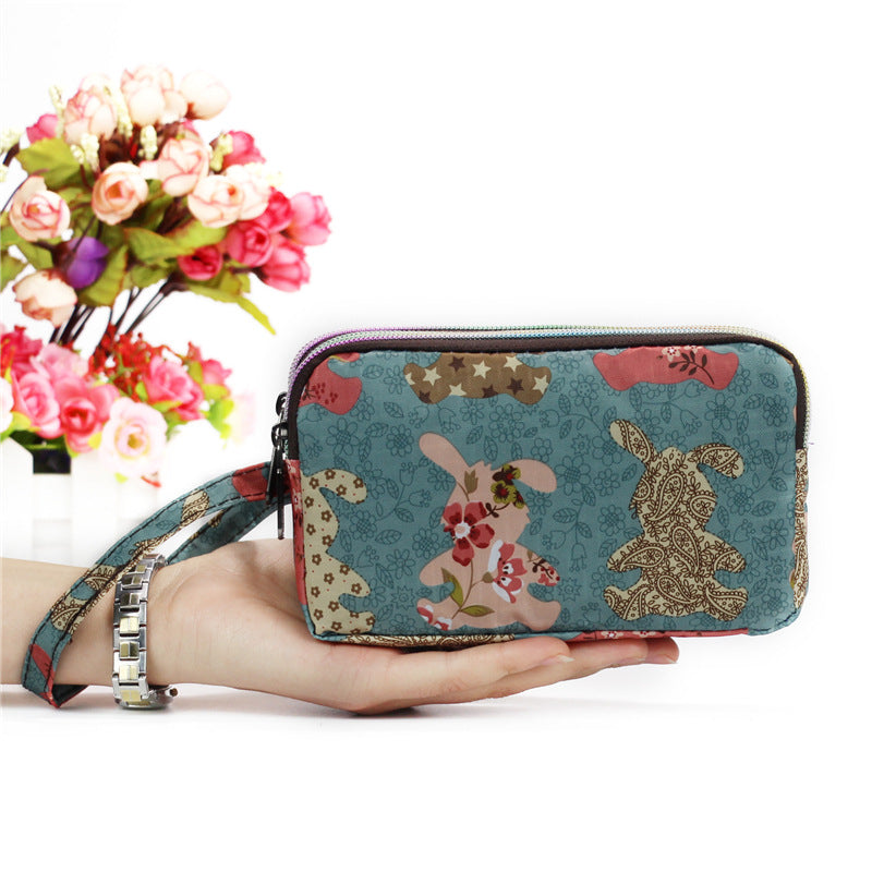 Women's Long Fabric Clutch Zipper Large Capacity Bags