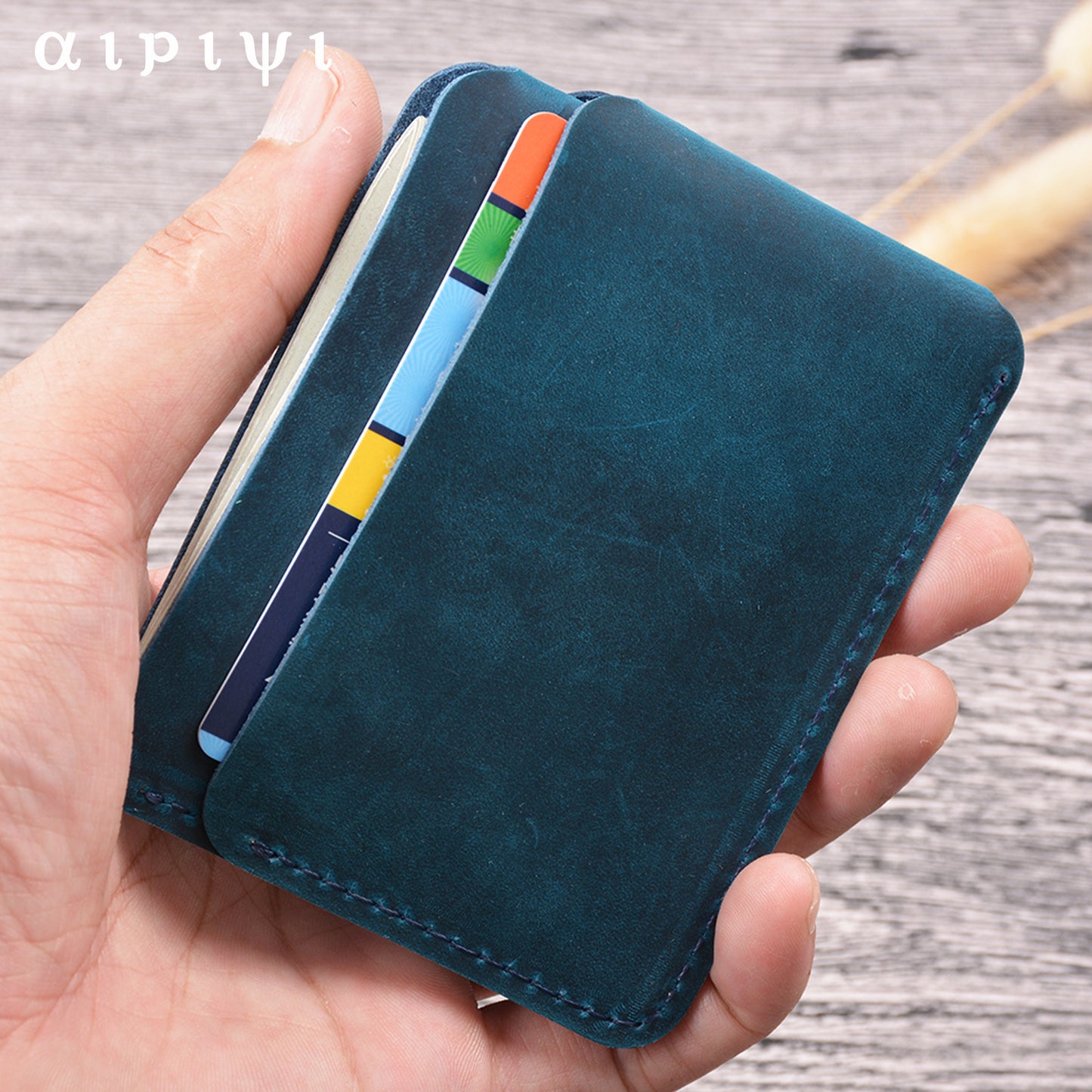 Simple Crazy Horse Leather Creative Retro Card Holder