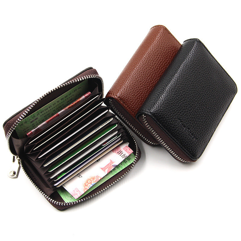 Women's & Men's & Expanding Short Multiple Slots Lychee Card Holder
