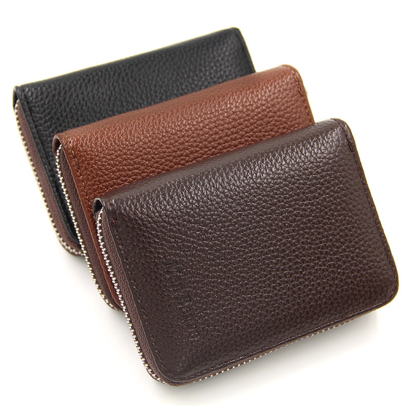 Women's & Men's & Expanding Short Multiple Slots Lychee Card Holder