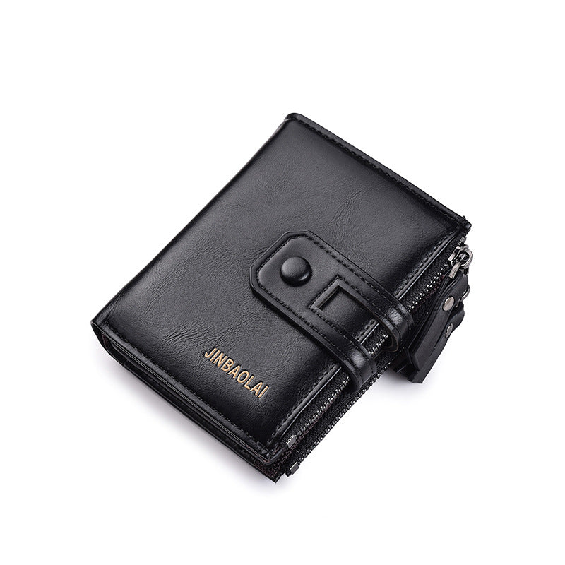 Men's Durable Vintage Multifunctional Double Zipper Men's Wallets