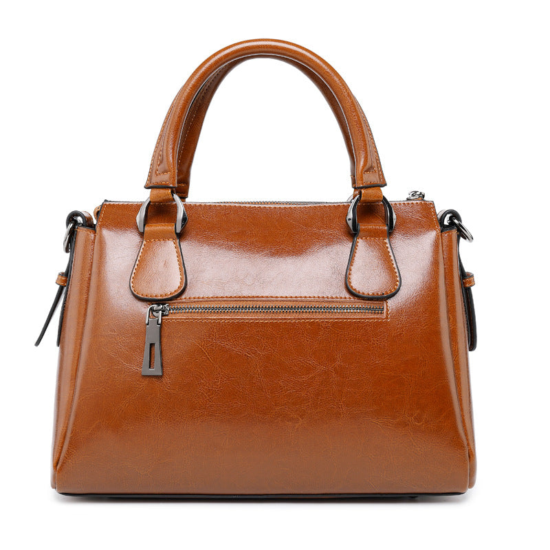 Women's Large Capacity Textured Fashion Genuine Leather Handbags