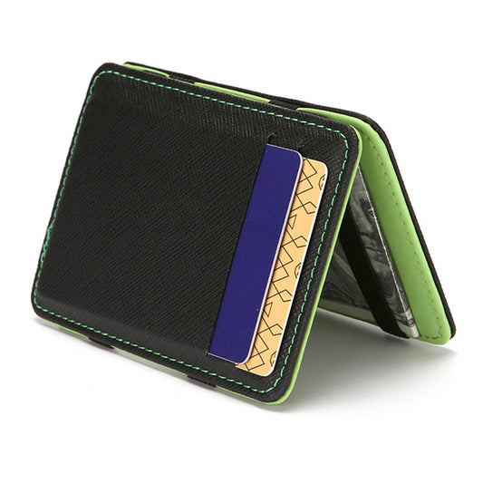 Men's Vertical Leather Magic Creative Large Bill Card Holder
