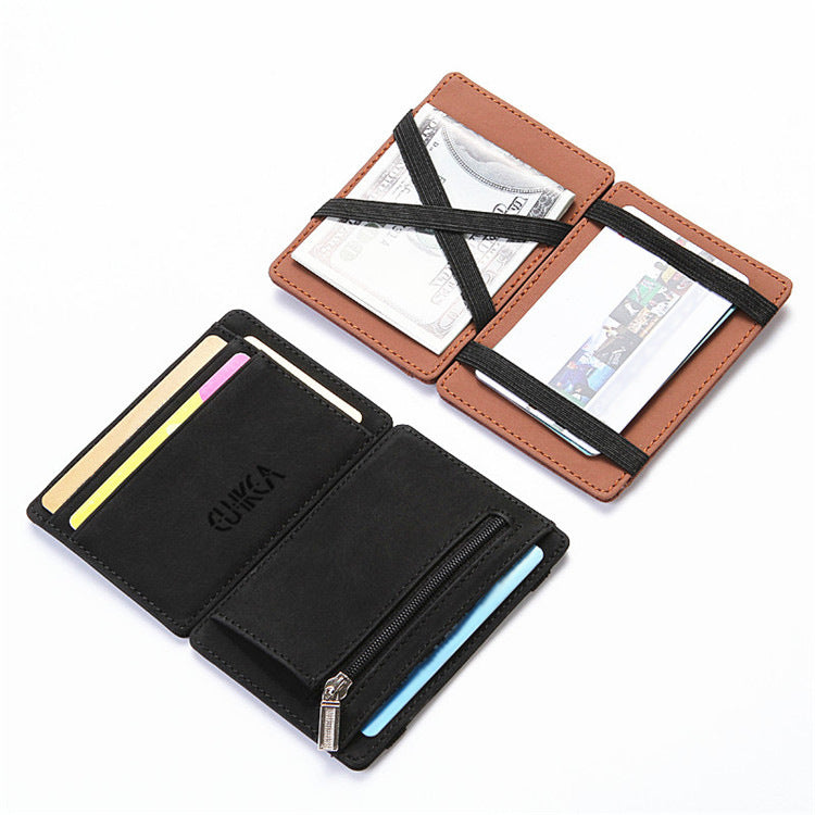 Men's Creative Magic Flip Lady's Zipper Short Card Holder
