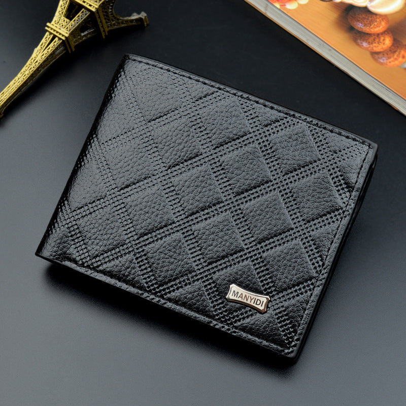 Men's Green Fashion Diamond Plaid Multiple Slots Soft Men's Wallet