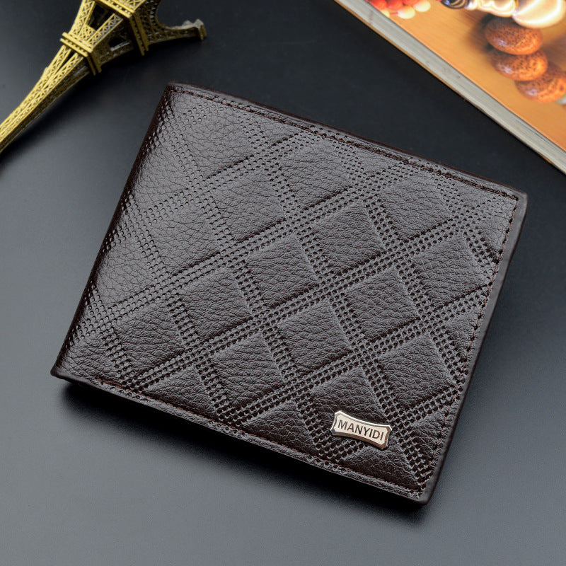 Men's Green Fashion Diamond Plaid Multiple Slots Soft Men's Wallet