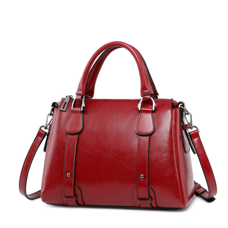 Women's Large Capacity Textured Fashion Genuine Leather Handbags