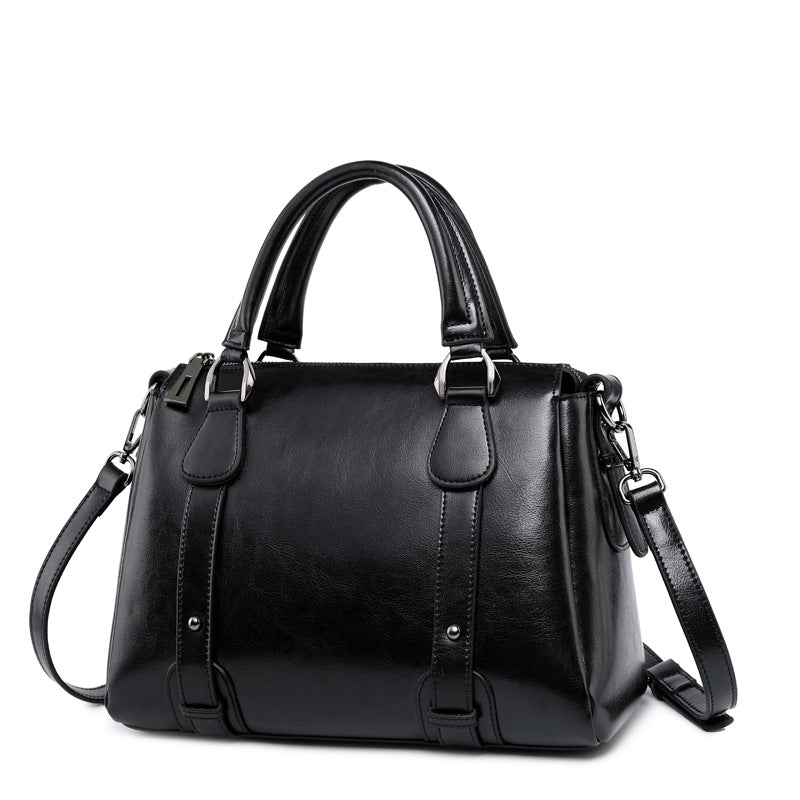 Women's Large Capacity Textured Fashion Genuine Leather Handbags