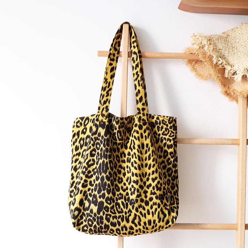 Leopard Print Canvas Leisure Shopping Korean Shoulder Bags