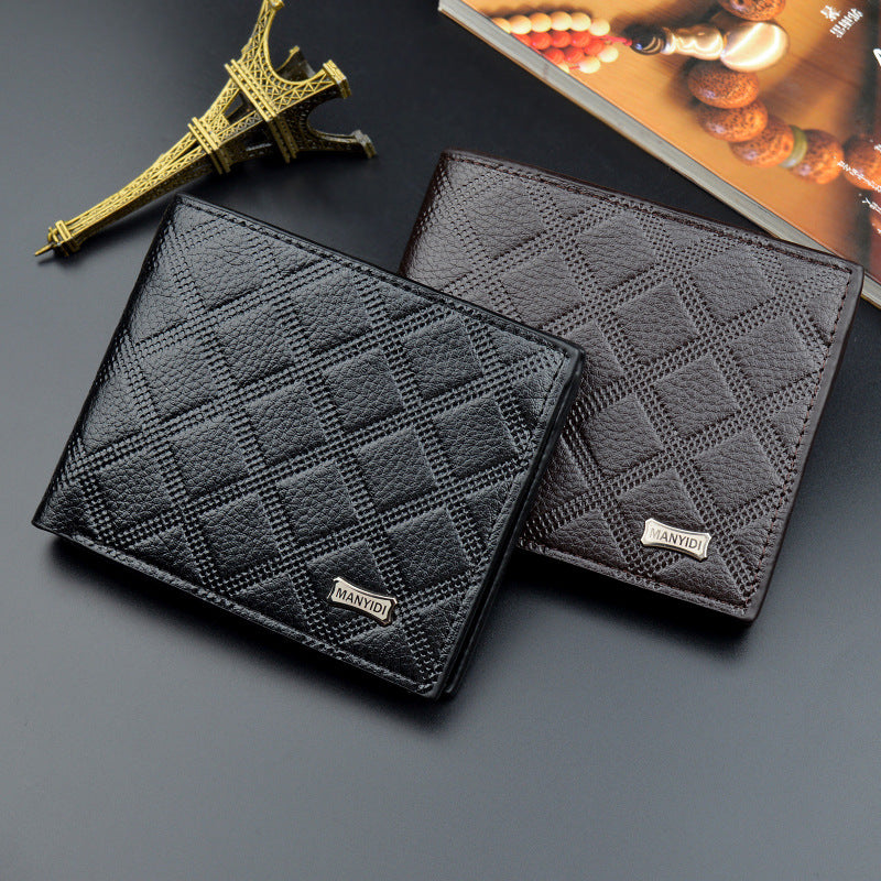Men's Green Fashion Diamond Plaid Multiple Slots Soft Men's Wallet