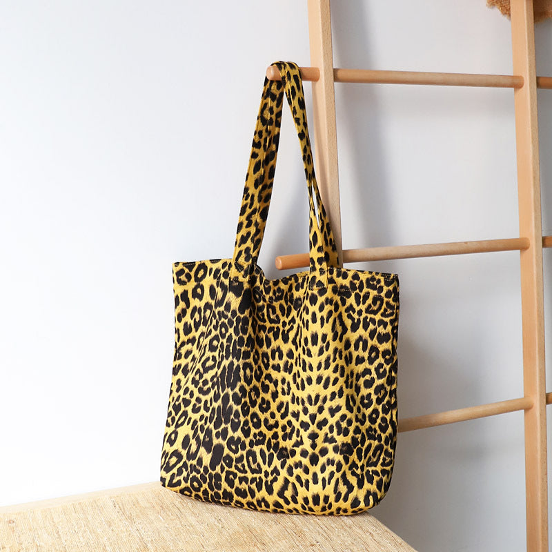 Leopard Print Canvas Leisure Shopping Korean Shoulder Bags