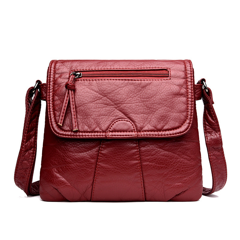Elegant Women's Fashion Washed Soft Leather Shoulder Bags