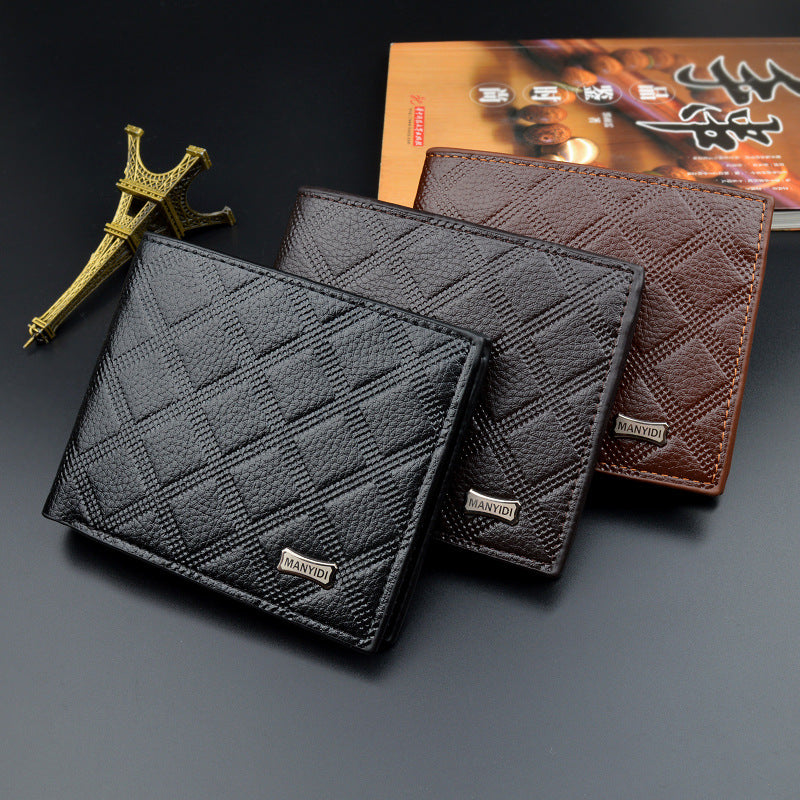 Men's Green Fashion Diamond Plaid Multiple Slots Soft Men's Wallet