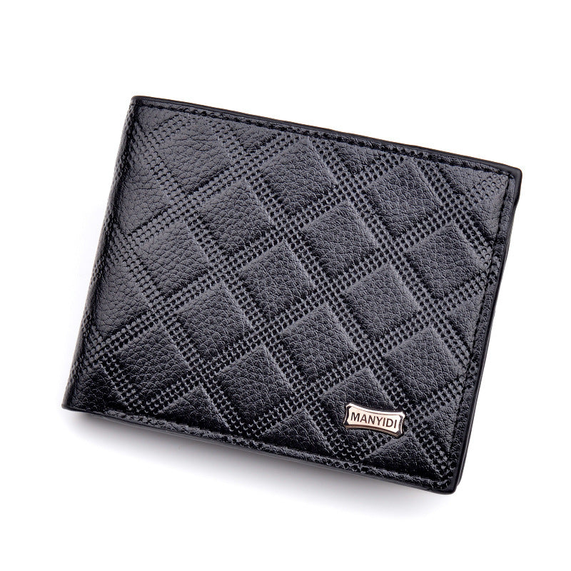 Men's Green Fashion Diamond Plaid Multiple Slots Soft Men's Wallet