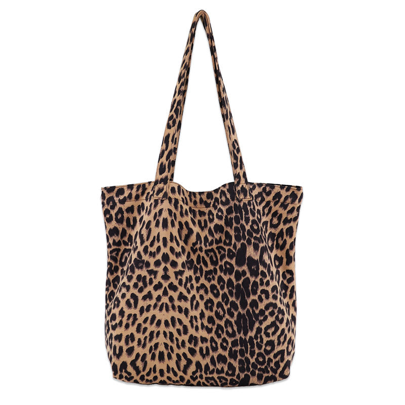 Leopard Print Canvas Leisure Shopping Korean Shoulder Bags