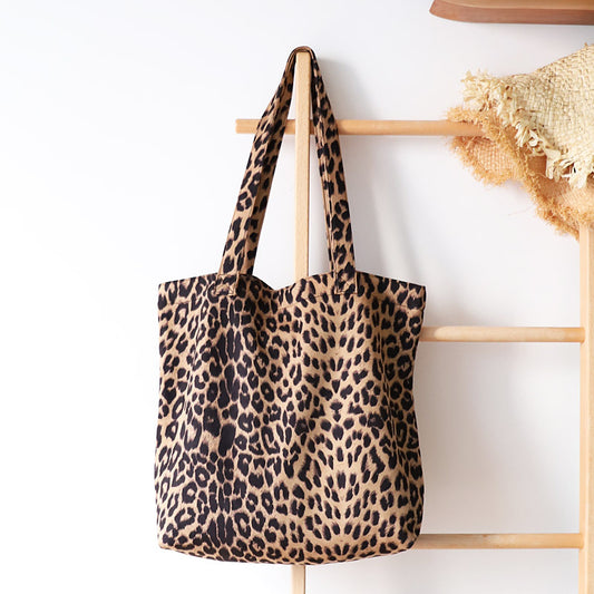Leopard Print Canvas Leisure Shopping Korean Shoulder Bags