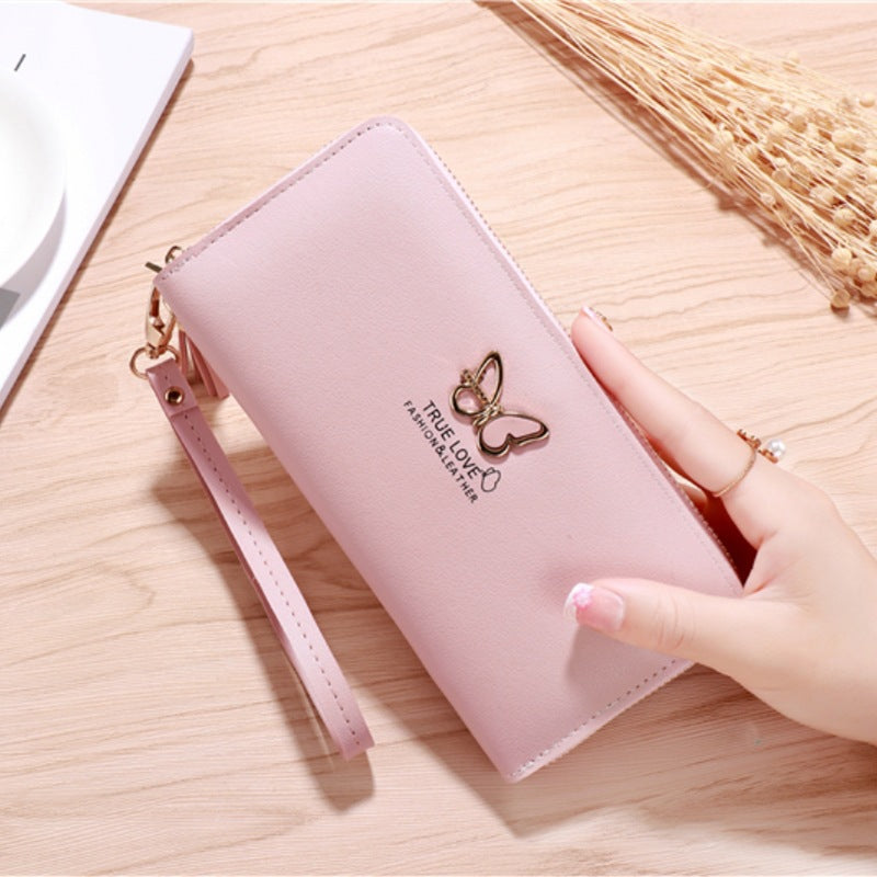 Women's Cute Korean Style Long Leather Zipper Ladies Wallets
