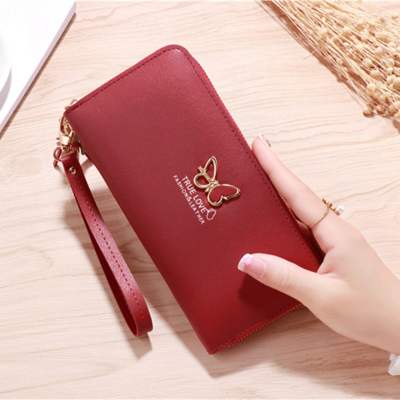 Women's Cute Korean Style Long Leather Zipper Ladies Wallet