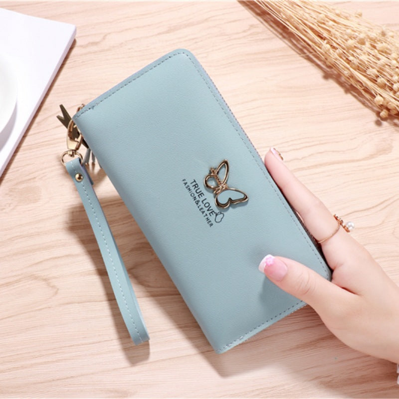 Women's Cute Korean Style Long Leather Zipper Ladies Wallets