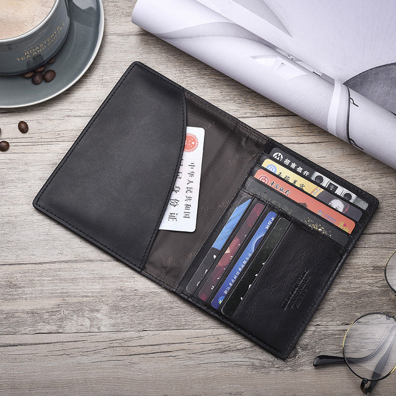 Cowhide Vintage Boarding Genuine Leather Passport Card Holder