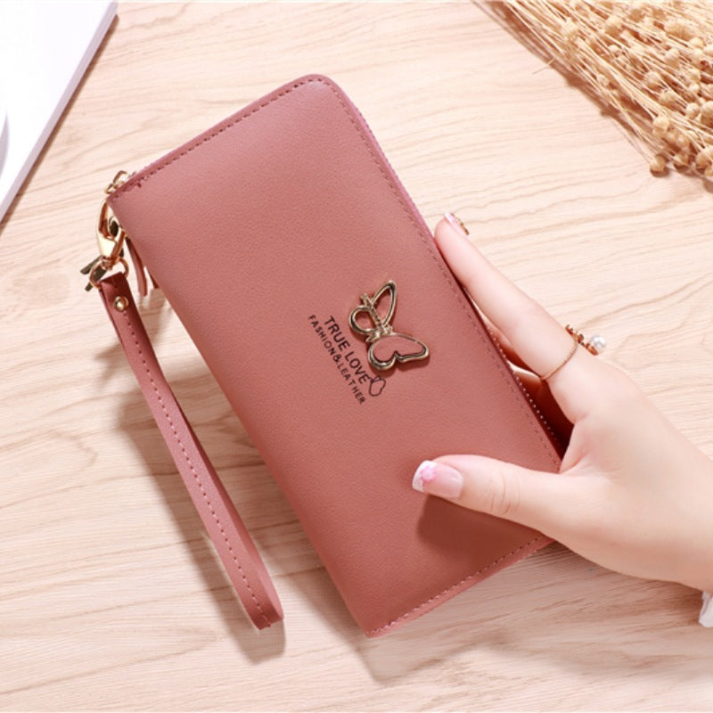 Women's Cute Korean Style Long Leather Zipper Ladies Wallets