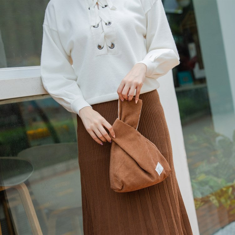 Corduroy Suits Knot Wrist Simple Carry-on Handbags