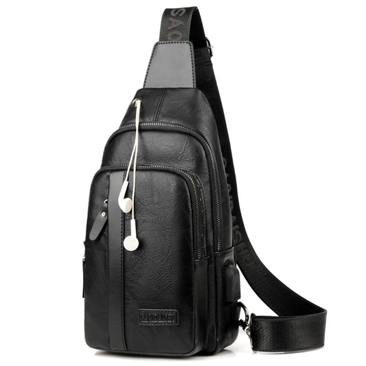 Men's Cool Kangaroo Trendy Retro Leather Men's Chest Bags