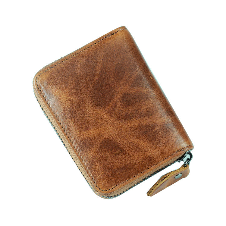 First Layer Cowhide Credit Organ Korean Style Card Holder
