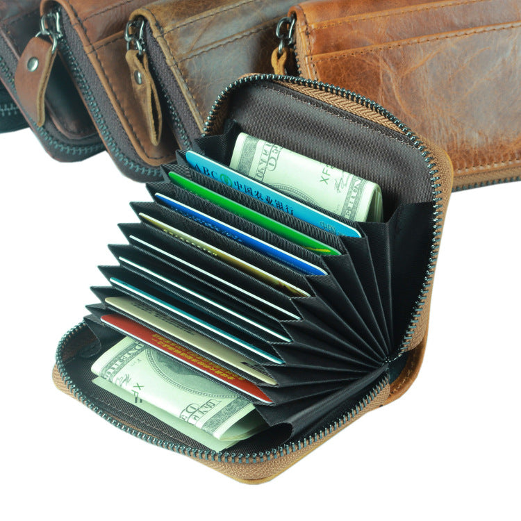 First Layer Cowhide Credit Organ Korean Style Card Holder