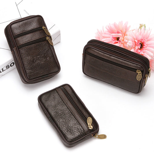 Men's Oversized Leather Wear Mobile Pouch Supermarket Phone Bags