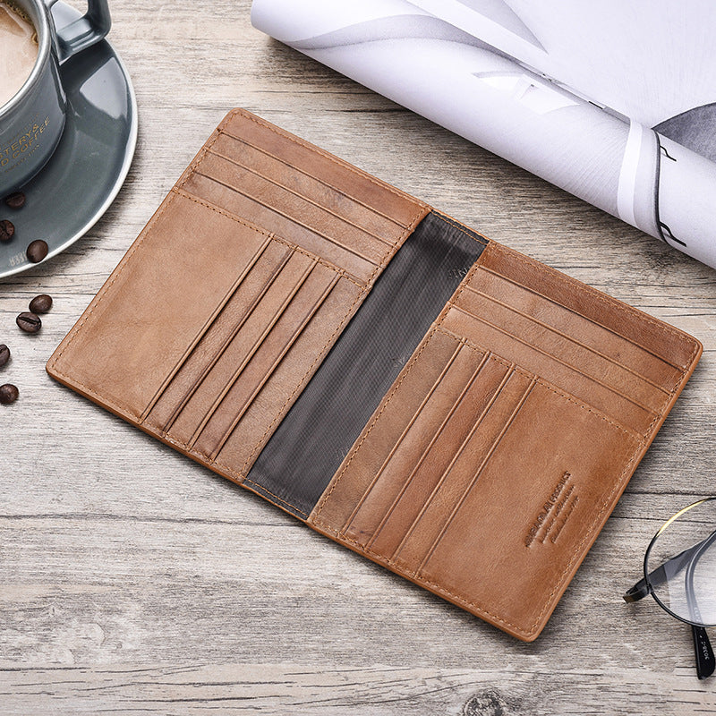 Cowhide Vintage Boarding Genuine Leather Passport Card Holder