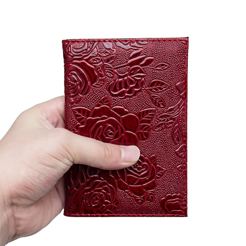 Peony Passport Cover Jacket Leather Ticket Card Holder