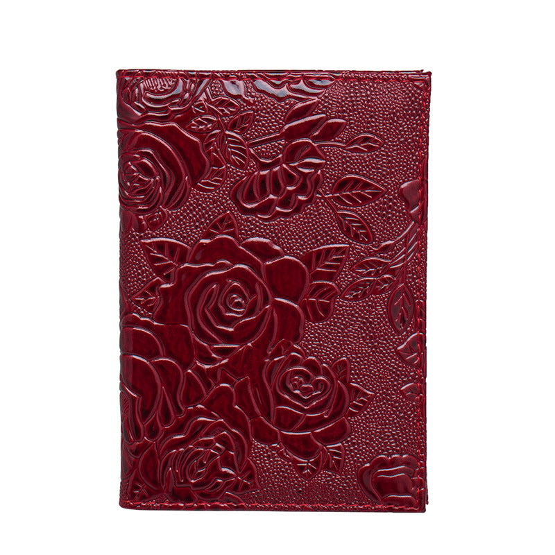 Peony Passport Cover Jacket Leather Ticket Card Holder