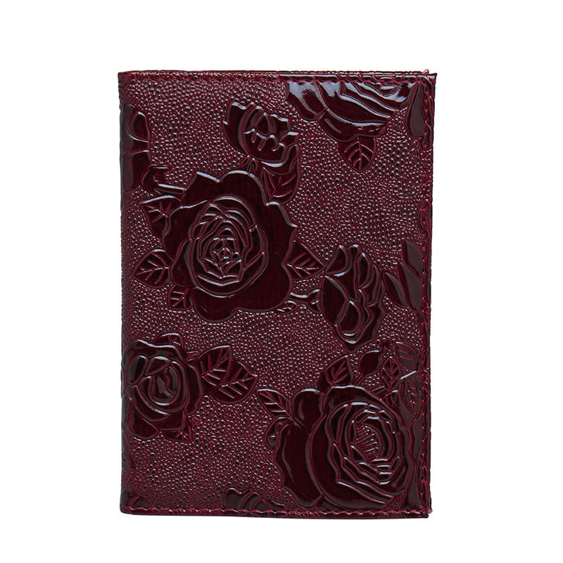 Peony Passport Cover Jacket Leather Ticket Card Holder