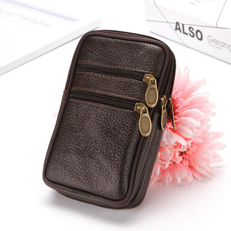 Men's Oversized Leather Wear Mobile Pouch Supermarket Phone Bags