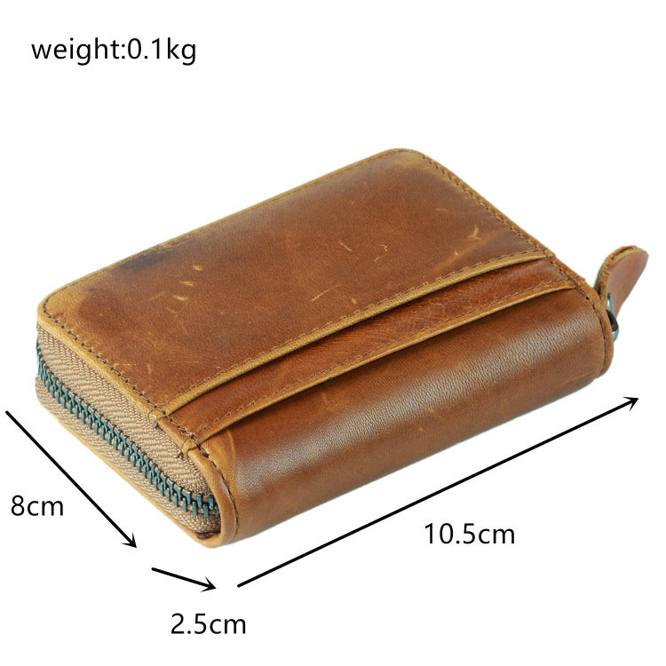 First Layer Cowhide Credit Organ Korean Style Card Holder