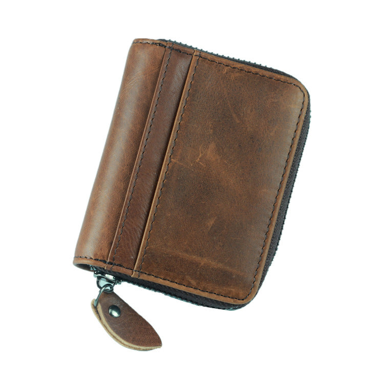 First Layer Cowhide Credit Organ Korean Style Card Holder