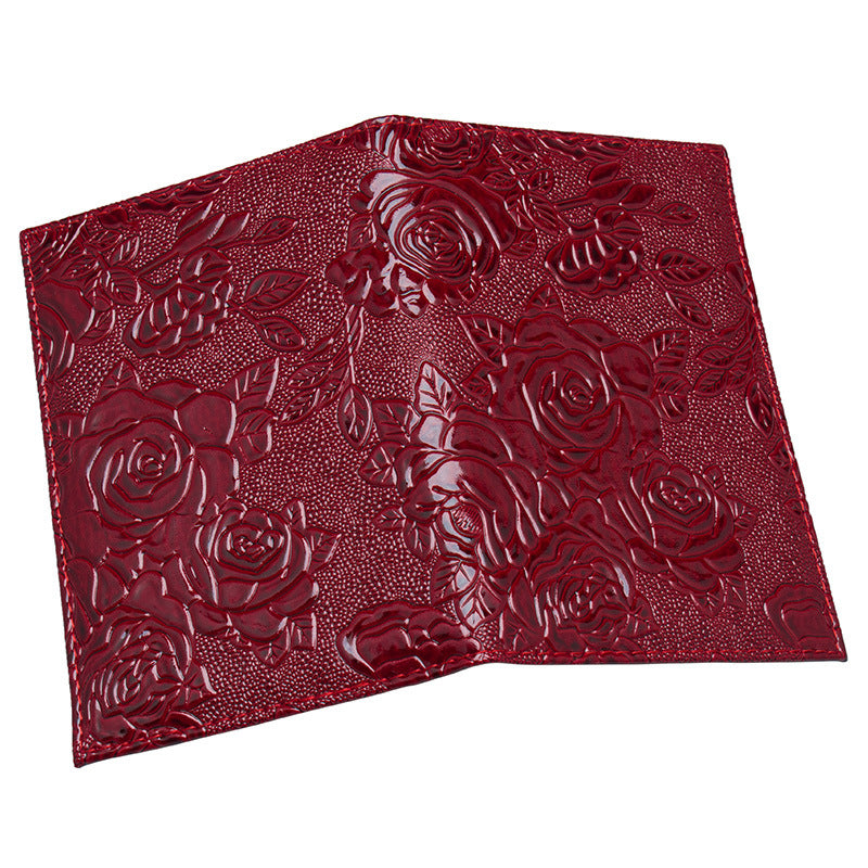 Peony Passport Cover Jacket Leather Ticket Card Holder