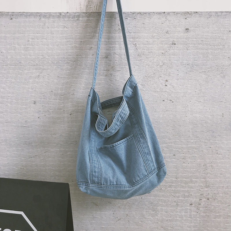Denim Trendy Fashion Shopping Korean Style Large Backpacks